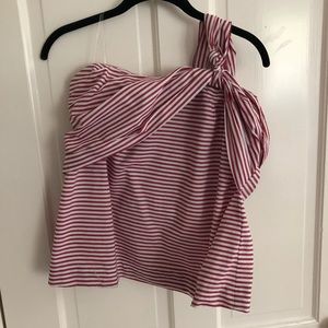 Strapless red and white shirt